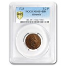 1723 Wood's Hibernia Halfpenny MS-65+ PCGS (Red/Brown) 1723 Wood's Hibernia Halfpenny MS-65+ PCGS (Red/Brown)